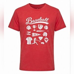 NWT Boys Lg Cat & Jack Red Baseball Graphic Tee